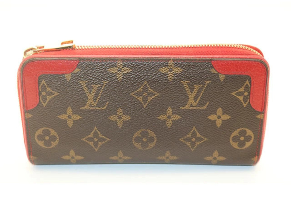 LOUIS VUITTON Long Wallet Monogram Cerise Red Zippy Retiro